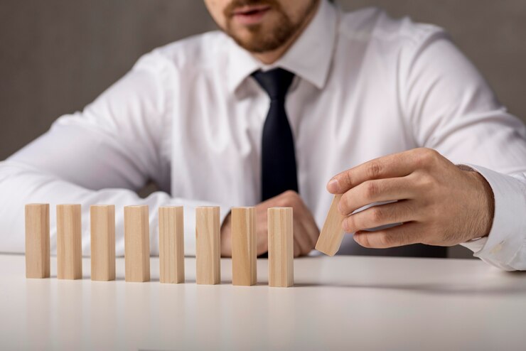 Business Challenge Concept - Wooden blocks representing challenges